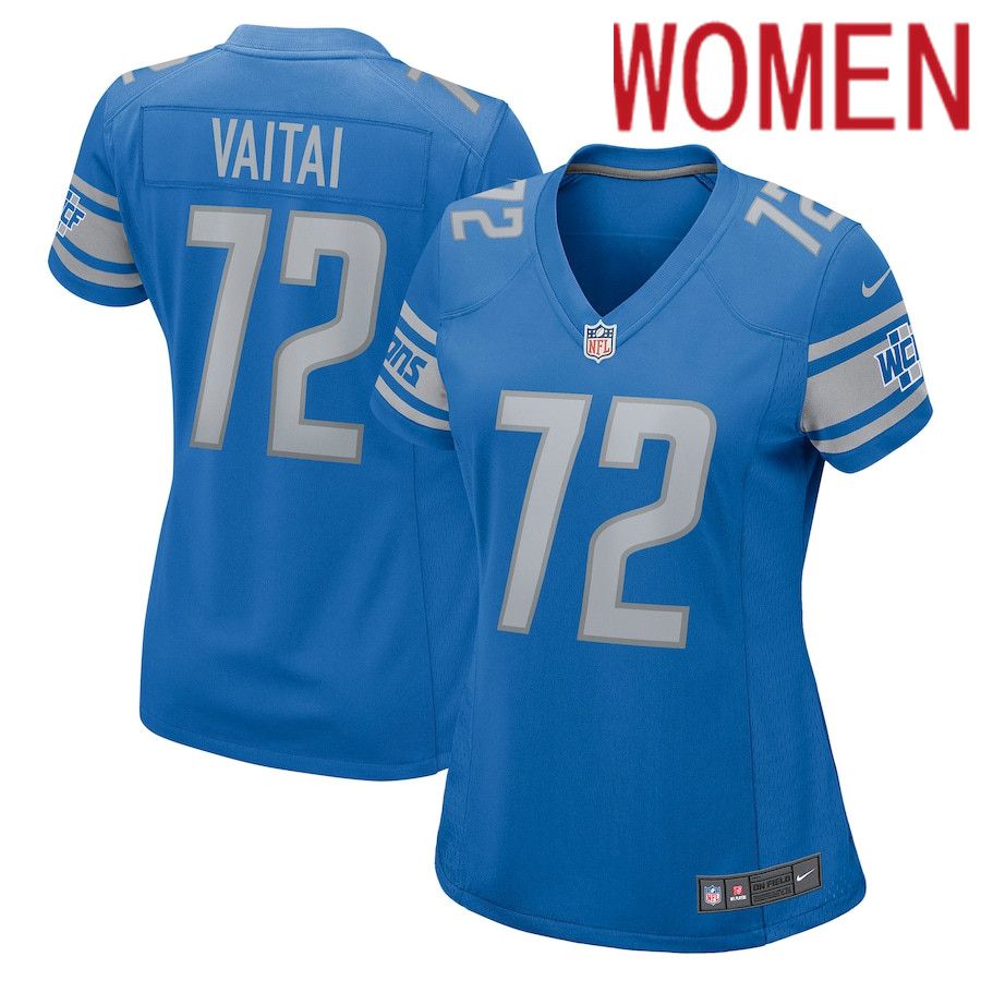 Women Detroit Lions 72 Halapoulivaati Vaitai Nike Blue Game NFL Jersey